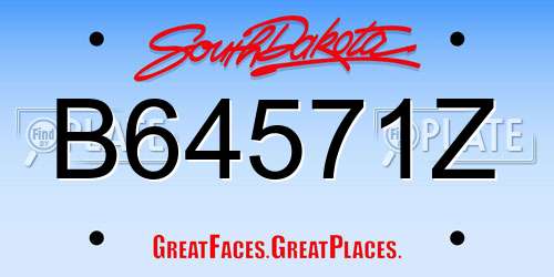 B64571Z South Dakota License Plate