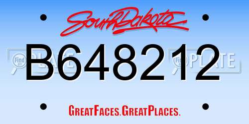 B648212 South Dakota License Plate
