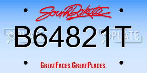 B64821T South Dakota License Plate