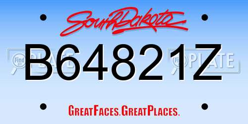 B64821Z South Dakota License Plate