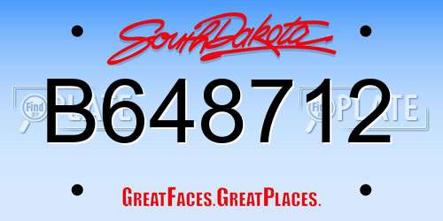 B648712 South Dakota License Plate