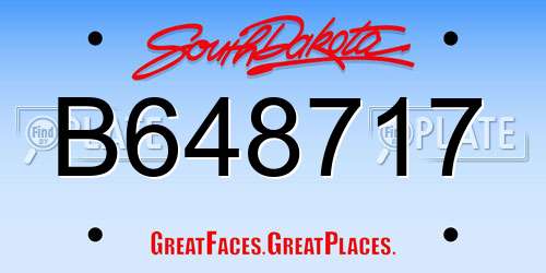 B648717 South Dakota License Plate