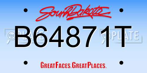 B64871T South Dakota License Plate