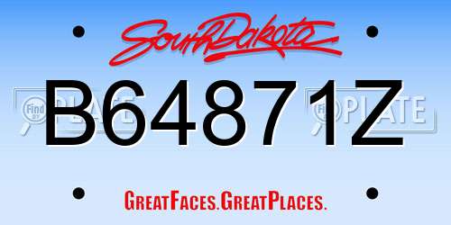 B64871Z South Dakota License Plate