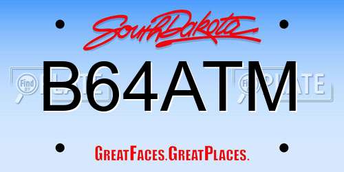 B64ATM South Dakota License Plate