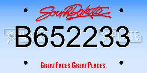 B652233 South Dakota License Plate