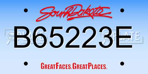 B65223E South Dakota License Plate