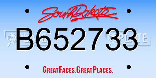 B652733 South Dakota License Plate