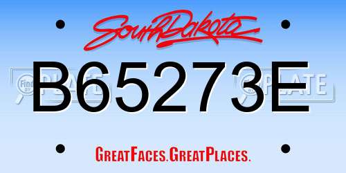 B65273E South Dakota License Plate