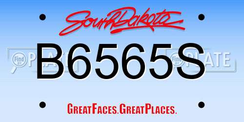 B6565S South Dakota License Plate