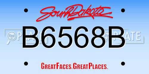 B6568B South Dakota License Plate