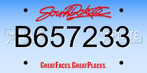 B657233 South Dakota License Plate