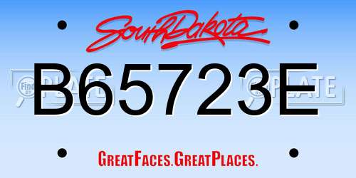 B65723E South Dakota License Plate