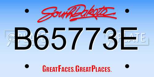 B65773E South Dakota License Plate