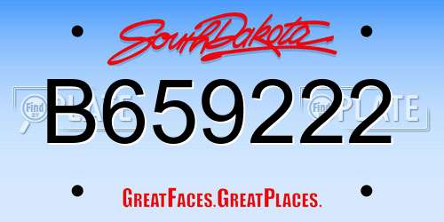 B659222 South Dakota License Plate