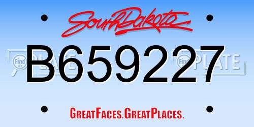 B659227 South Dakota License Plate