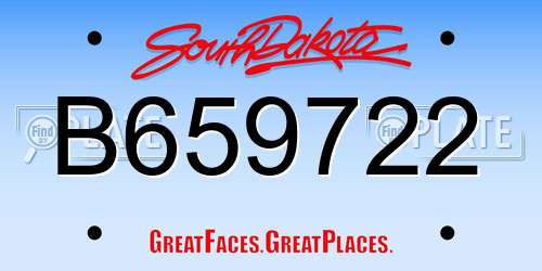 B659722 South Dakota License Plate