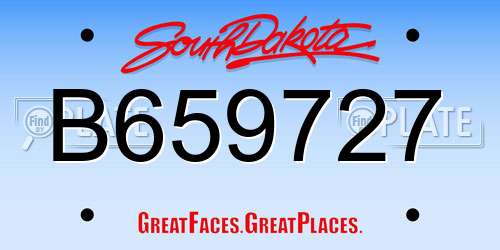 B659727 South Dakota License Plate