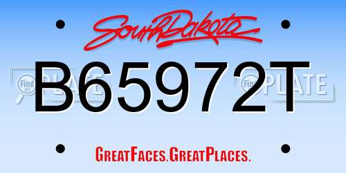 B65972T South Dakota License Plate