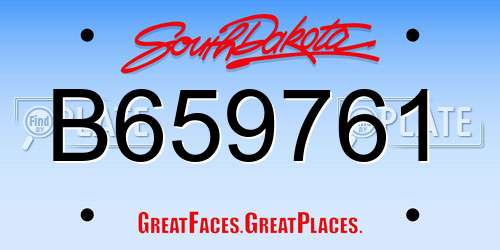 B659761 South Dakota License Plate