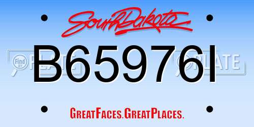 B65976I South Dakota License Plate