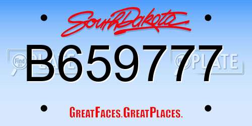 B659777 South Dakota License Plate