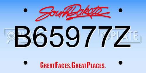 B65977Z South Dakota License Plate