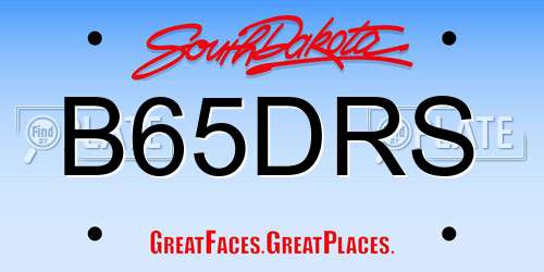 B65DRS South Dakota License Plate