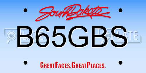 B65GBS South Dakota License Plate