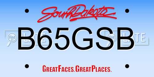 B65GSB South Dakota License Plate
