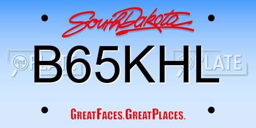 B65KHL South Dakota License Plate