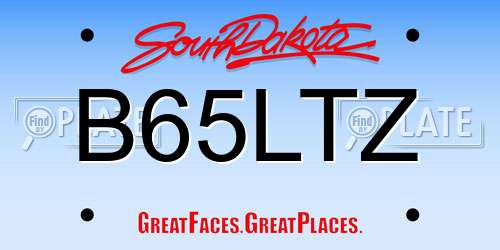 B65LTZ South Dakota License Plate