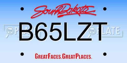 B65LZT South Dakota License Plate