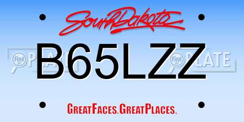 B65LZZ South Dakota License Plate
