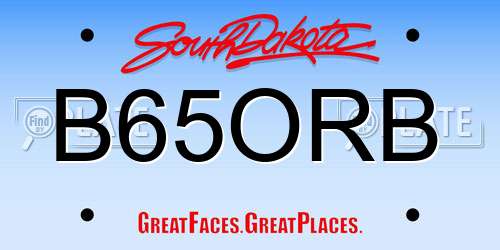 B65ORB South Dakota License Plate
