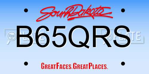 B65QRS South Dakota License Plate