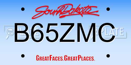 B65ZMC South Dakota License Plate