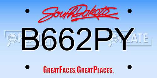 B662PY South Dakota License Plate