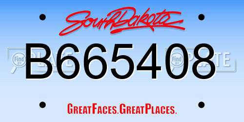 B665408 South Dakota License Plate
