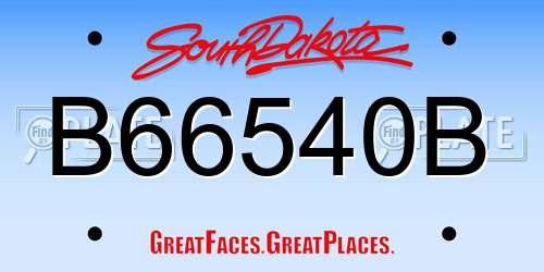 B66540B South Dakota License Plate