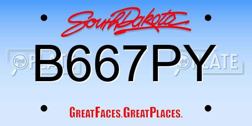 B667PY South Dakota License Plate