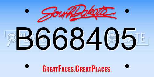 B668405 South Dakota License Plate