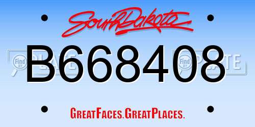 B668408 South Dakota License Plate