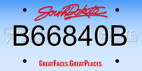 B66840B South Dakota License Plate