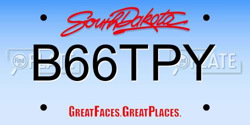 B66TPY South Dakota License Plate