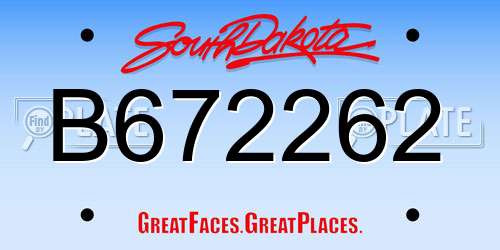 B672262 South Dakota License Plate