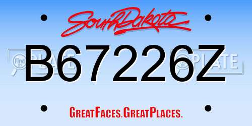 B67226Z South Dakota License Plate