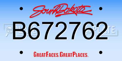 B672762 South Dakota License Plate