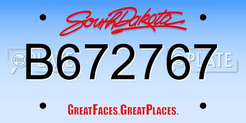 B672767 South Dakota License Plate