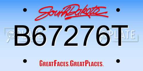B67276T South Dakota License Plate